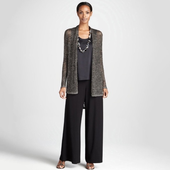 Eileen Fisher Mesh Knit Hi-Lo Cardigan Sweater - Picture 3 of 13